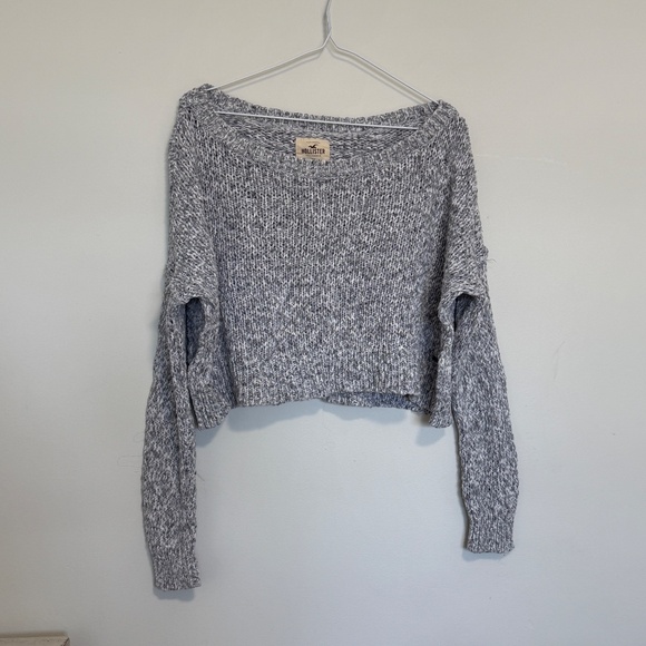 Hollister Sweater - Cropped Scoop Neck Grey Knit - Picture 2 of 6